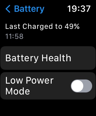 Apple Watch Low Power Mode toggle